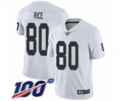 Men's Oakland Raiders #80 Jerry Rice White Vapor Untouchable Limited Player 100th Season Football Jersey