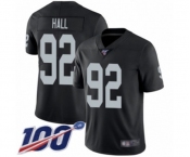 Men's Oakland Raiders #92 P.J. Hall Black Team Color Vapor Untouchable Limited Player 100th Season Football Jersey