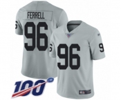 Men's Oakland Raiders #96 Clelin Ferrell Limited Silver Inverted Legend 100th Season Football Jersey