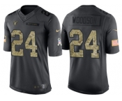Nike Oakland Raiders #24 Charles Woodson Men's Stitched Black NFL Salute to Service Limited Jerseys