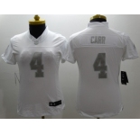 Nike Women Oakland Raiders #4 Carr Platinum White Jerseys