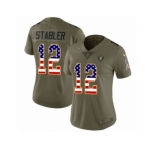Women Nike Oakland Raiders #12 Kenny Stabler Limited Olive USA Flag 2017 Salute to Service NFL Jersey