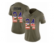 Women Nike Oakland Raiders #24 Willie Brown Limited Olive USA Flag 2017 Salute to Service NFL Jersey