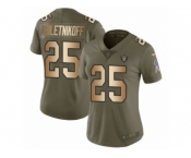 Women Nike Oakland Raiders #25 Fred Biletnikoff Limited Olive Gold 2017 Salute to Service NFL Jersey