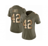 Women Nike Oakland Raiders #42 Ronnie Lott Limited Olive Gold 2017 Salute to Service NFL Jersey