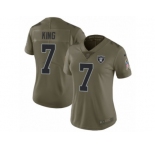 Women Nike Oakland Raiders #7 Marquette King Limited Olive 2017 Salute to Service NFL Jersey