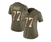 Women Nike Oakland Raiders #77 Kolton Miller Olive Gold Stitched NFL Limited 2017 Salute to Service Jersey