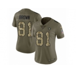 Women Nike Oakland Raiders #81 Tim Brown Limited Olive Camo 2017 Salute to Service NFL Jersey