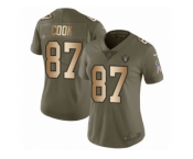Women Nike Oakland Raiders #87 Jared Cook Limited Olive Gold 2017 Salute to Service NFL Jersey