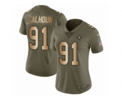 Women Nike Oakland Raiders #91 Shilique Calhoun Limited Olive Gold 2017 Salute to Service NFL Jersey
