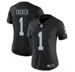 Women's Las Vegas Raiders #1 Tre Tucker Black 2025 Vapor Football Stitched Jersey