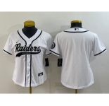 Women's Las Vegas Raiders Blank White With Patch Cool Base Stitched Baseball Jersey