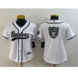 Women's Las Vegas Raiders White Team Big Logo With Patch Cool Base Stitched Baseball Jersey