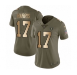 Women's Nike Oakland Raiders #17 Dwayne Harris Limited Olive Gold 2017 Salute to Service NFL Jersey