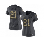 Women's Nike Oakland Raiders #21 Sean Smith Limited Black 2016 Salute to Service NFL Jersey