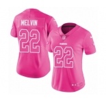 Women's Nike Oakland Raiders #22 Rashaan Melvin Limited Pink Rush Fashion NFL Jersey