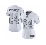 Women's Nike Oakland Raiders #24 Charles Woodson Limited White Rush NFL Jersey