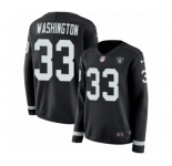 Women's Nike Oakland Raiders #33 DeAndre Washington Limited Black Therma Long Sleeve NFL Jersey