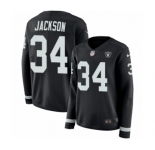 Women's Nike Oakland Raiders #34 Bo Jackson Limited Black Therma Long Sleeve NFL Jersey