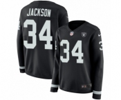Women's Nike Oakland Raiders #34 Bo Jackson Limited Black Therma Long Sleeve NFL Jersey