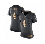 Women's Nike Oakland Raiders #4 Derek Carr Limited Black Gold Salute to Service NFL Jersey