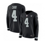 Women's Nike Oakland Raiders #4 Derek Carr Limited Black Therma Long Sleeve NFL Jersey