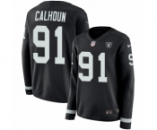 Women's Nike Oakland Raiders #91 Shilique Calhoun Limited Black Therma Long Sleeve NFL Jersey