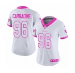 Women's Nike Oakland Raiders #96 Cornellius Carradine Limited White Pink Rush Fashion NFL Jersey