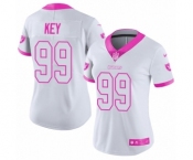 Women's Nike Oakland Raiders #99 Arden Key Limited White Pink Rush Fashion NFL Jersey