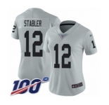 Women's Oakland Raiders #12 Kenny Stabler Limited Silver Inverted Legend 100th Season Football Jersey