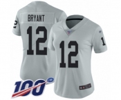 Women's Oakland Raiders #12 Martavis Bryant Limited Silver Inverted Legend 100th Season Football Jersey
