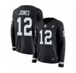 Women's Oakland Raiders #12 Zay Jones Limited Black Therma Long Sleeve Football Jersey