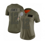 Women's Oakland Raiders #12 Zay Jones Limited Olive 2019 Salute to Service Football Jersey