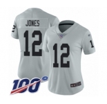 Women's Oakland Raiders #12 Zay Jones Limited Silver Inverted Legend 100th Season Football Jersey