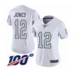 Women's Oakland Raiders #12 Zay Jones Limited White Rush Vapor Untouchable 100th Season Football Jersey