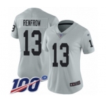 Women's Oakland Raiders #13 Hunter Renfrow Limited Silver Inverted Legend 100th Season Football Jersey