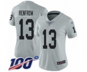 Women's Oakland Raiders #13 Hunter Renfrow Limited Silver Inverted Legend 100th Season Football Jersey