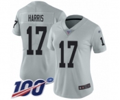 Women's Oakland Raiders #17 Dwayne Harris Limited Silver Inverted Legend 100th Season Football Jersey