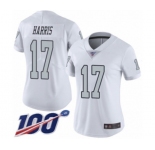 Women's Oakland Raiders #17 Dwayne Harris Limited White Rush Vapor Untouchable 100th Season Football Jersey