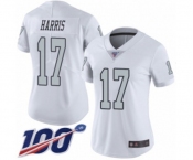 Women's Oakland Raiders #17 Dwayne Harris Limited White Rush Vapor Untouchable 100th Season Football Jersey