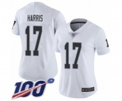 Women's Oakland Raiders #17 Dwayne Harris White Vapor Untouchable Limited Player 100th Season Football Jersey