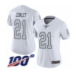 Women's Oakland Raiders #21 Gareon Conley Limited White Rush Vapor Untouchable 100th Season Football Jersey