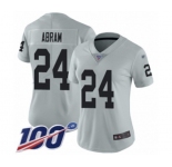 Women's Oakland Raiders #24 Johnathan Abram Limited Silver Inverted Legend 100th Season Football Jersey