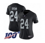 Women's Oakland Raiders #24 Willie Brown Black Team Color Vapor Untouchable Limited Player 100th Season Football Jersey