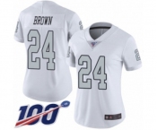 Women's Oakland Raiders #24 Willie Brown Limited White Rush Vapor Untouchable 100th Season Football Jersey