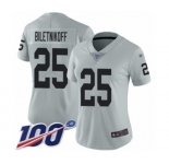 Women's Oakland Raiders #25 Fred Biletnikoff Limited Silver Inverted Legend 100th Season Football Jersey