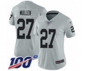 Women's Oakland Raiders #27 Trayvon Mullen Limited Silver Inverted Legend 100th Season Football Jersey