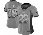 Women's Oakland Raiders #28 Josh Jacobs Limited Gray Rush Drift Fashion Football Jersey
