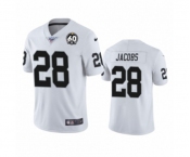 Women's Oakland Raiders #28 Josh Jacobs White 60th Anniversary Vapor Untouchable Limited Player 100th Season Football Jersey