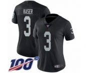 Women's Oakland Raiders #3 Drew Kaser Black Team Color Vapor Untouchable Limited Player 100th Season Football Jersey